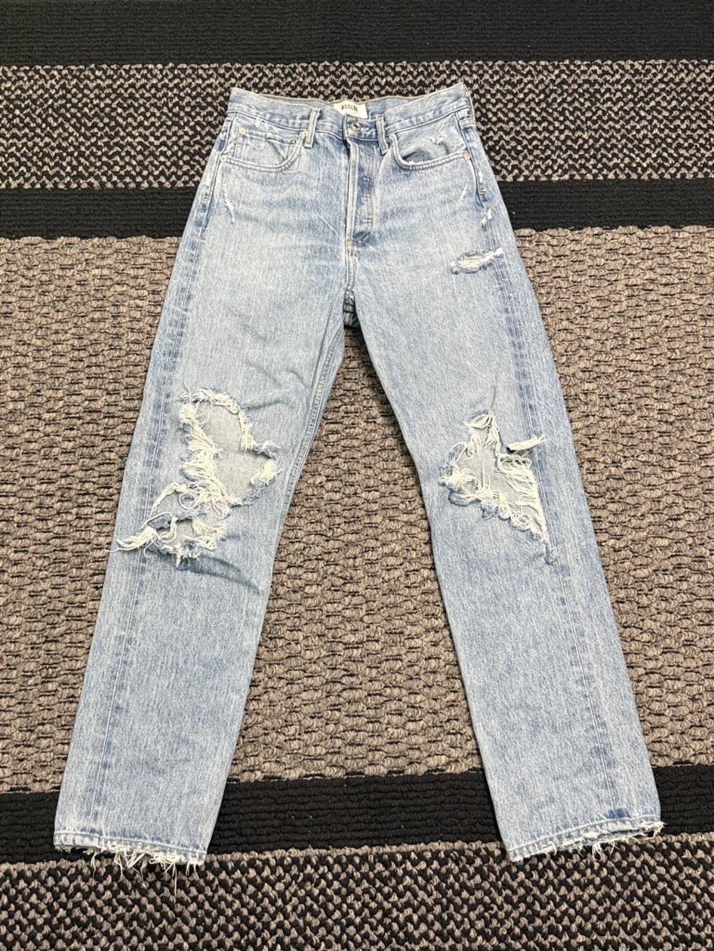 AGOLDE 90s Jean Women’s 25 Distressed Straight Leg Raw Hem Casual Festival